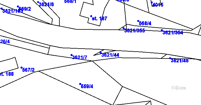 Parcela st. 3621/44 v KÚ Kunvald, Katastrální mapa