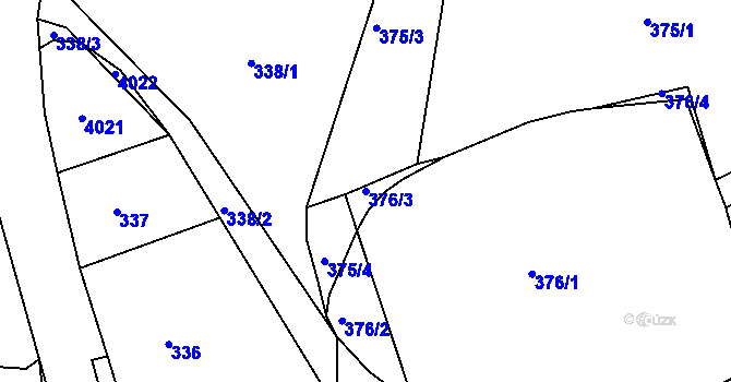 Parcela st. 376/3 v KÚ Kunvald, Katastrální mapa