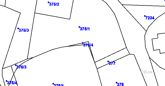 Parcela st. 376/4 v KÚ Kunvald, Katastrální mapa