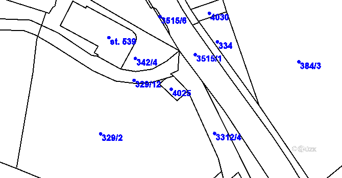 Parcela st. 4025 v KÚ Kunvald, Katastrální mapa