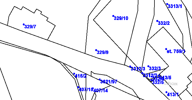 Parcela st. 329/9 v KÚ Kunvald, Katastrální mapa