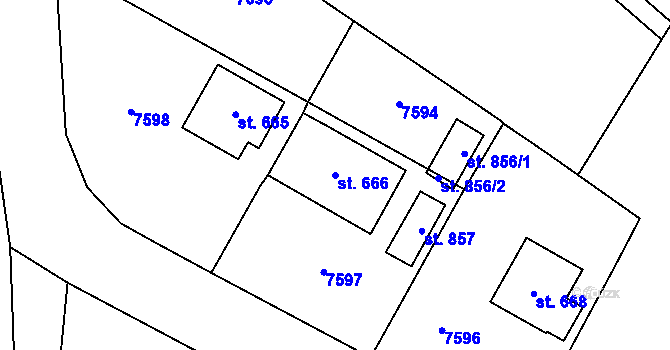 Parcela st. 666 v KÚ Kunvald, Katastrální mapa