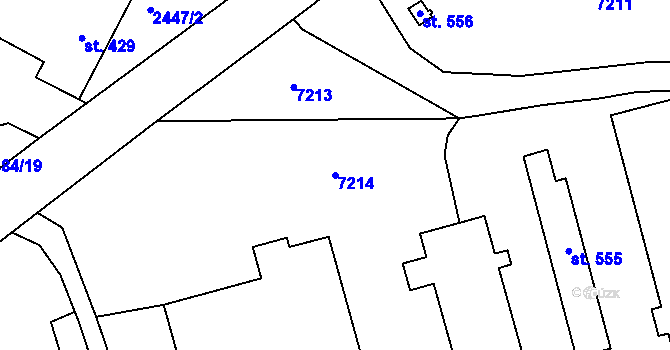 Parcela st. 7214 v KÚ Kunvald, Katastrální mapa