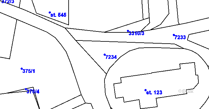 Parcela st. 7234 v KÚ Kunvald, Katastrální mapa