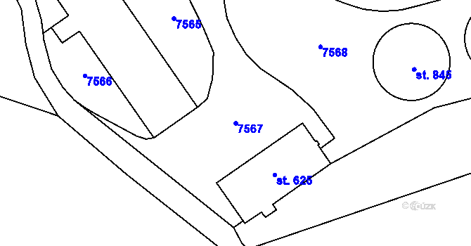 Parcela st. 7567 v KÚ Kunvald, Katastrální mapa
