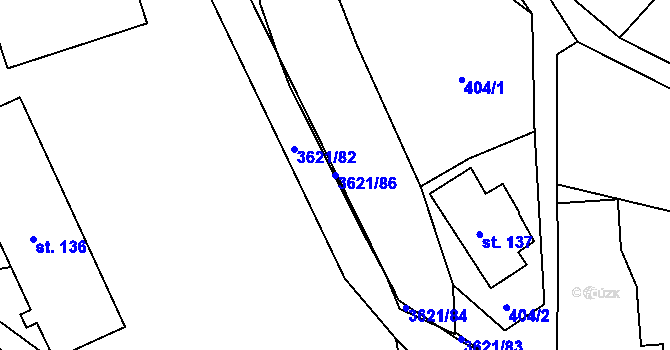 Parcela st. 3621/86 v KÚ Kunvald, Katastrální mapa