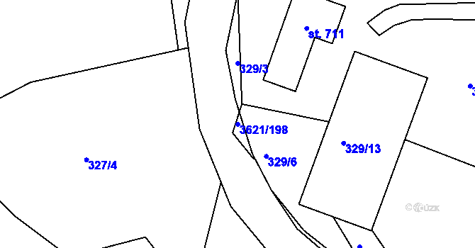 Parcela st. 3621/198 v KÚ Kunvald, Katastrální mapa