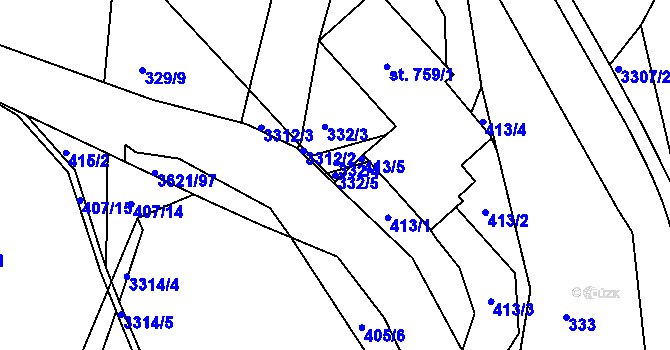 Parcela st. 332/5 v KÚ Kunvald, Katastrální mapa