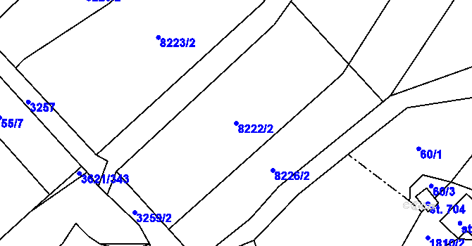 Parcela st. 8222/2 v KÚ Kunvald, Katastrální mapa