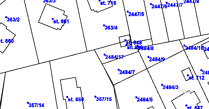 Parcela st. 2484/17 v KÚ Kunvald, Katastrální mapa