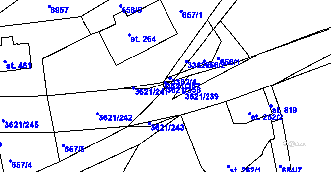 Parcela st. 3621/358 v KÚ Kunvald, Katastrální mapa