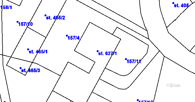 Parcela st. 627/1 v KÚ Kunžak, Katastrální mapa