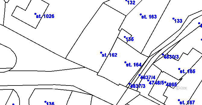 Parcela st. 162 v KÚ Kunžak, Katastrální mapa