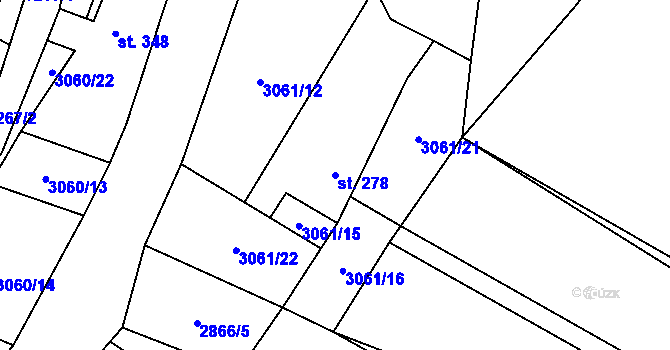 Parcela st. 278 v KÚ Kunžak, Katastrální mapa