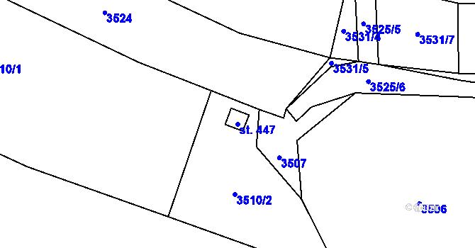 Parcela st. 447 v KÚ Kunžak, Katastrální mapa