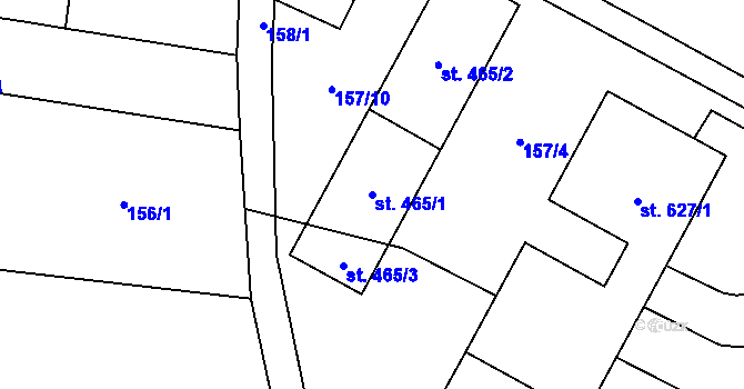 Parcela st. 465/1 v KÚ Kunžak, Katastrální mapa