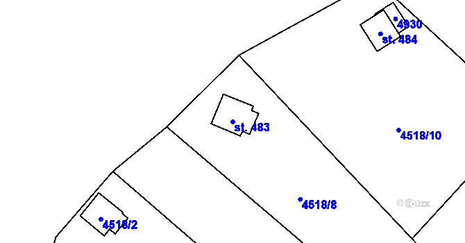 Parcela st. 483 v KÚ Kunžak, Katastrální mapa
