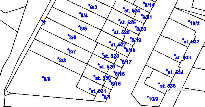 Parcela st. 528 v KÚ Kunžak, Katastrální mapa