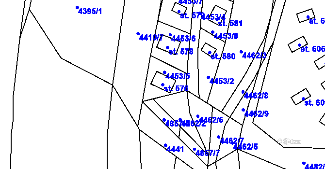 Parcela st. 576 v KÚ Kunžak, Katastrální mapa