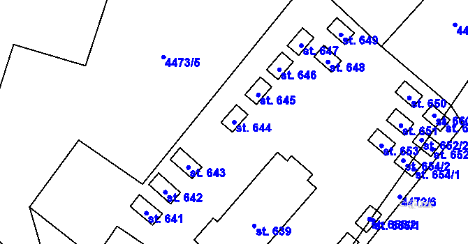Parcela st. 644 v KÚ Kunžak, Katastrální mapa