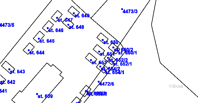 Parcela st. 651 v KÚ Kunžak, Katastrální mapa
