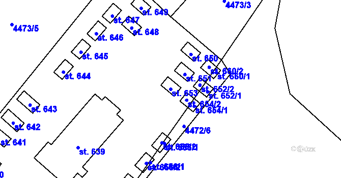 Parcela st. 653 v KÚ Kunžak, Katastrální mapa
