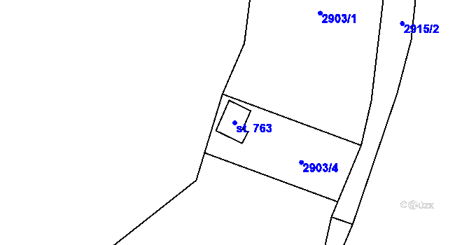Parcela st. 763 v KÚ Kunžak, Katastrální mapa