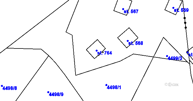 Parcela st. 764 v KÚ Kunžak, Katastrální mapa