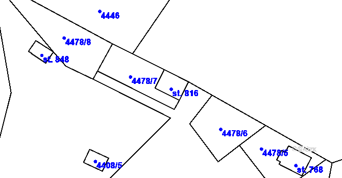 Parcela st. 816 v KÚ Kunžak, Katastrální mapa