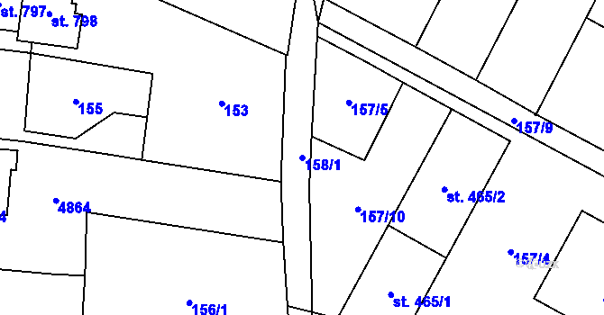 Parcela st. 158/1 v KÚ Kunžak, Katastrální mapa