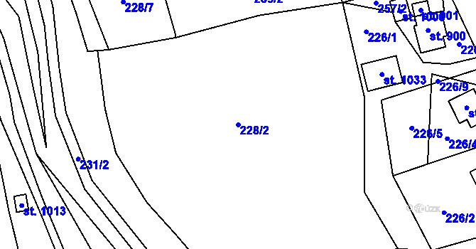 Parcela st. 228/2 v KÚ Kunžak, Katastrální mapa