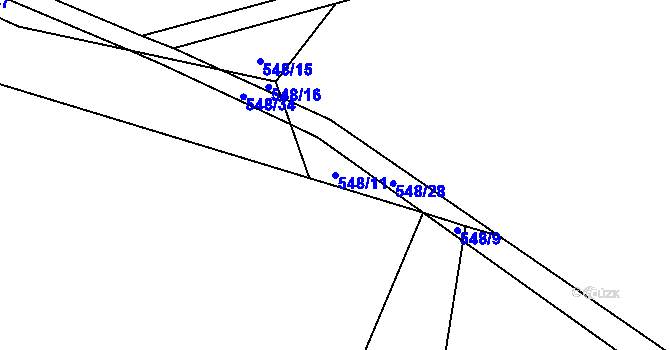 Parcela st. 548/11 v KÚ Kunžak, Katastrální mapa