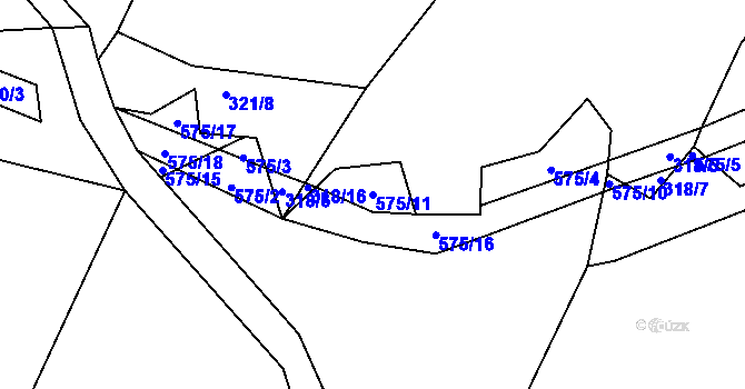 Parcela st. 575/11 v KÚ Kunžak, Katastrální mapa