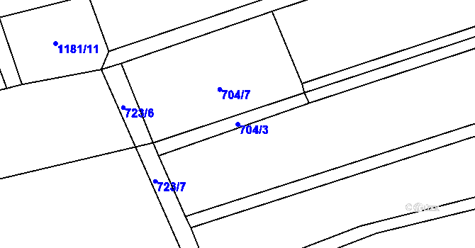 Parcela st. 704/3 v KÚ Kunžak, Katastrální mapa