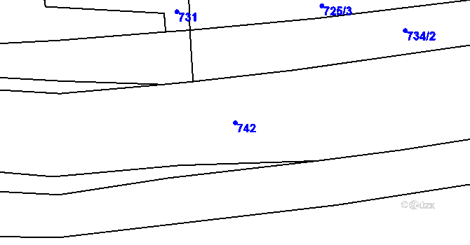 Parcela st. 742 v KÚ Kunžak, Katastrální mapa