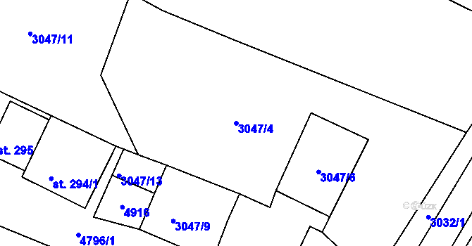 Parcela st. 3047/4 v KÚ Kunžak, Katastrální mapa