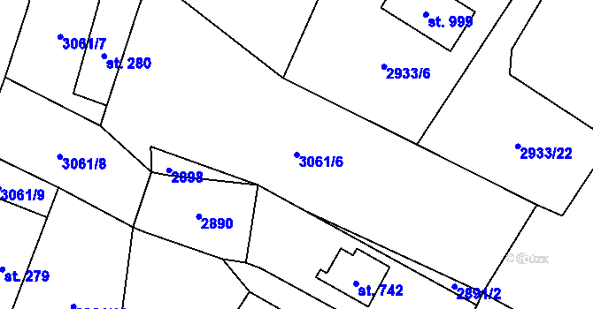 Parcela st. 3061/6 v KÚ Kunžak, Katastrální mapa