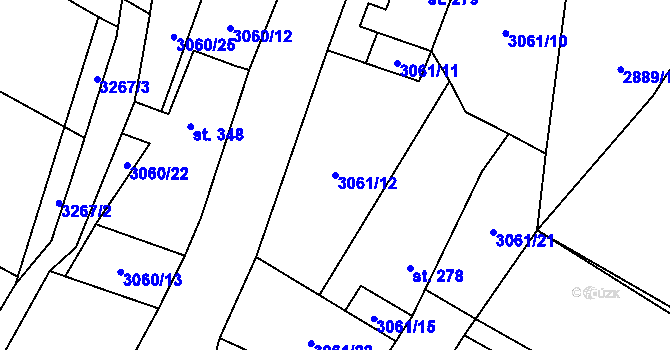 Parcela st. 3061/12 v KÚ Kunžak, Katastrální mapa