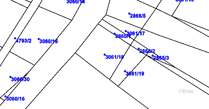 Parcela st. 3061/18 v KÚ Kunžak, Katastrální mapa