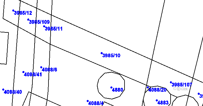 Parcela st. 3985/10 v KÚ Kunžak, Katastrální mapa