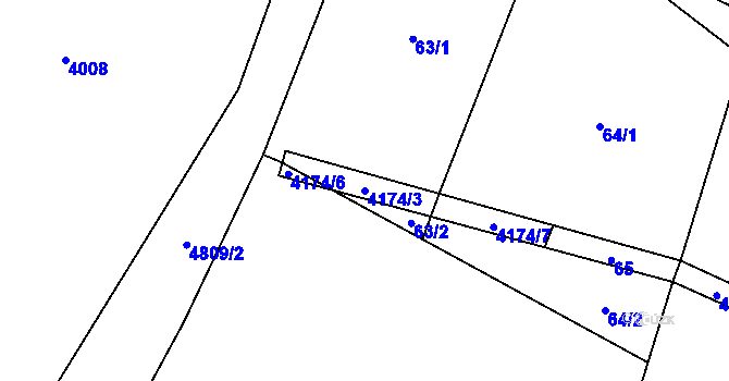 Parcela st. 4174/3 v KÚ Kunžak, Katastrální mapa