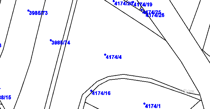 Parcela st. 4174/4 v KÚ Kunžak, Katastrální mapa