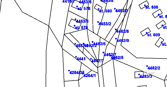 Parcela st. 4462/2 v KÚ Kunžak, Katastrální mapa