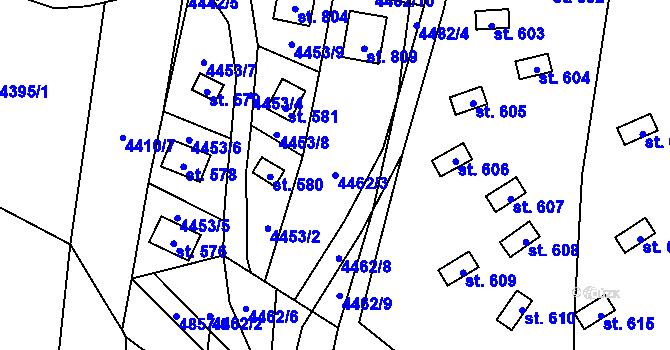 Parcela st. 4462/3 v KÚ Kunžak, Katastrální mapa