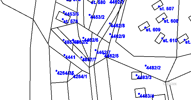 Parcela st. 4462/7 v KÚ Kunžak, Katastrální mapa