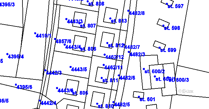 Parcela st. 4462/12 v KÚ Kunžak, Katastrální mapa