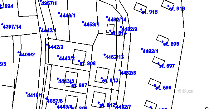 Parcela st. 4462/13 v KÚ Kunžak, Katastrální mapa