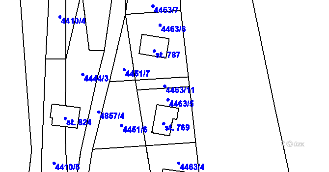 Parcela st. 4463/11 v KÚ Kunžak, Katastrální mapa