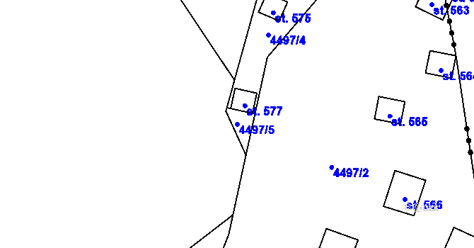 Parcela st. 4497/5 v KÚ Kunžak, Katastrální mapa