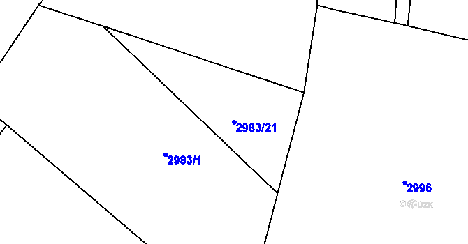 Parcela st. 2983/21 v KÚ Kunžak, Katastrální mapa